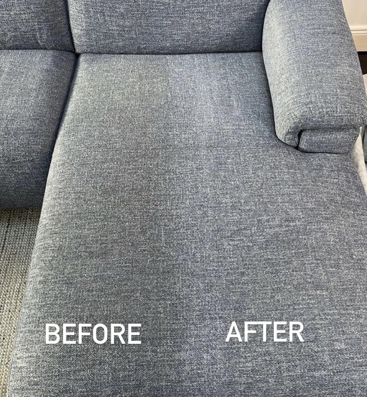 Fabric sofa before and after upholstery cleaning