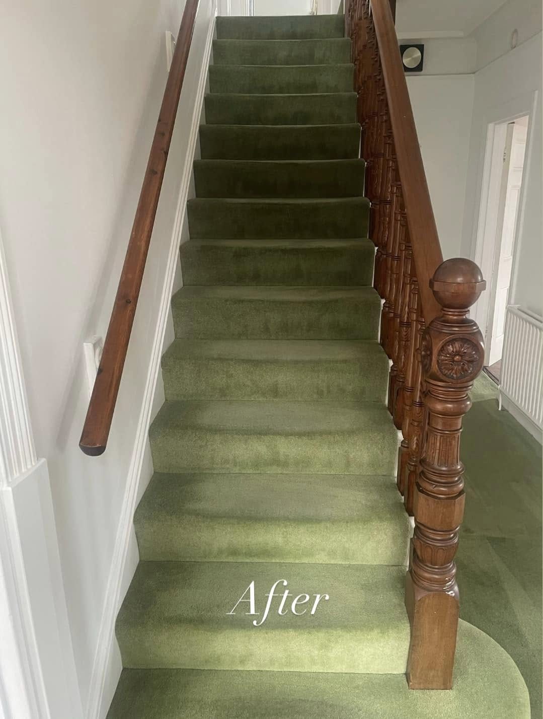 Stair carpet restored to original colour after cleaning