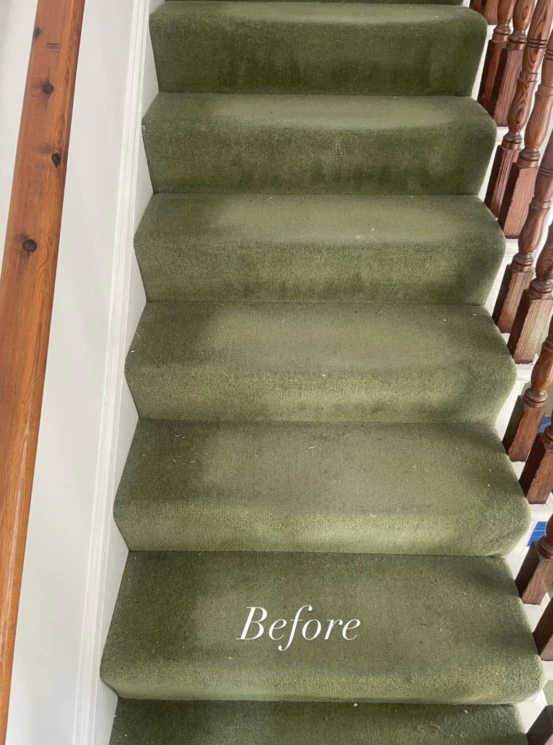 Stair carpet before deep cleaning, Sidmouth